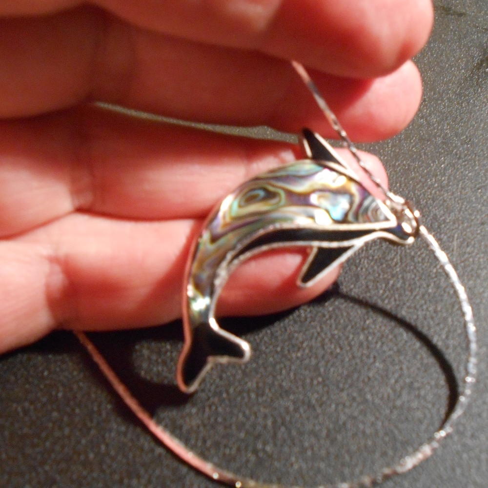 Silver and Abalone Dolphin Pendant